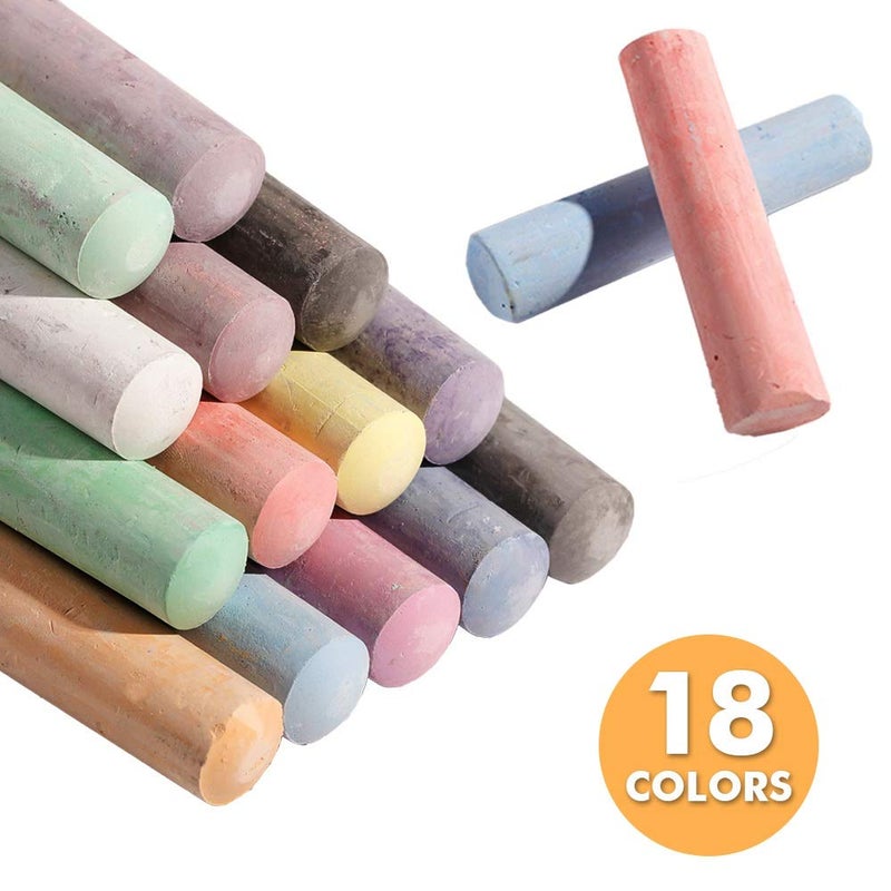 feela Sidewalk Chalk, 144 Pack 18 Colors Sidewalk Chalk Set For Kids Jumbo Chalk Bulk, Great for Kids Family, Paint on Sidewalk School Chalkboard Blackboard Street Playground - Image 3